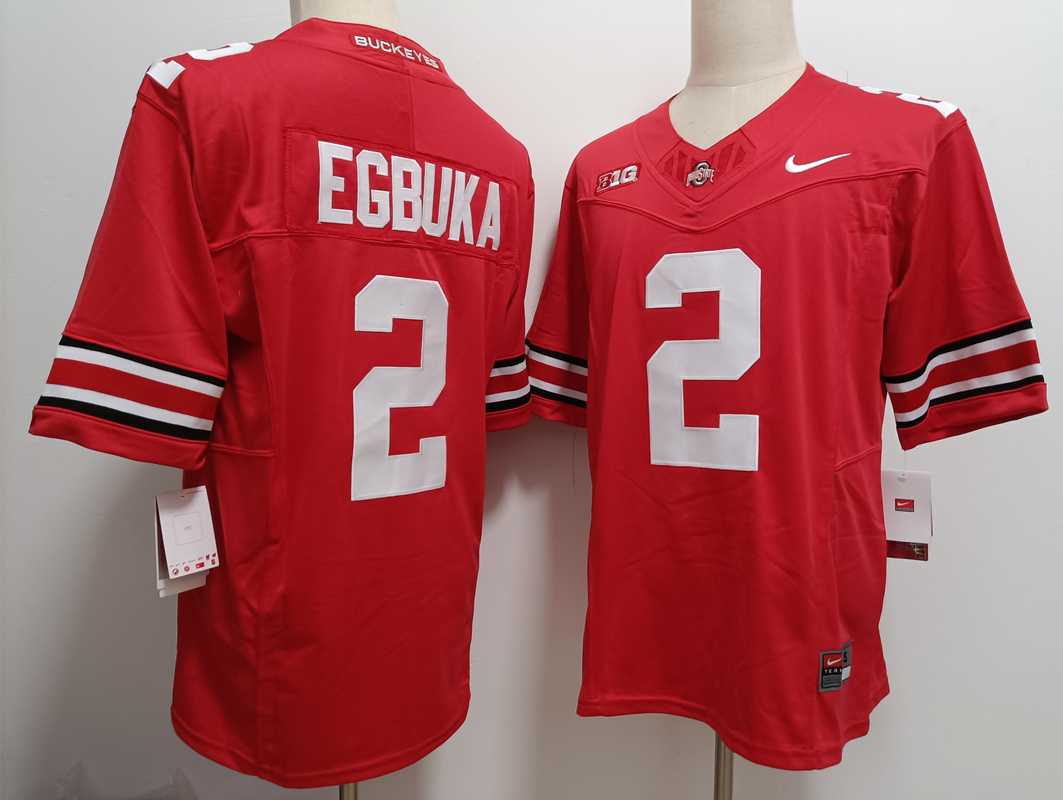 Mens Ohio State Buckeyes #2 Emeka Egbuka Red FUSE College Stitched Jersey->ohio state buckeyes->NCAA Jersey